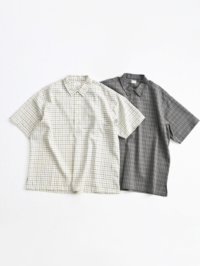 【7/26(日曜日) 19:00発売開始】 ill (イル) ウールチェック 半袖プルオーバーシャツ