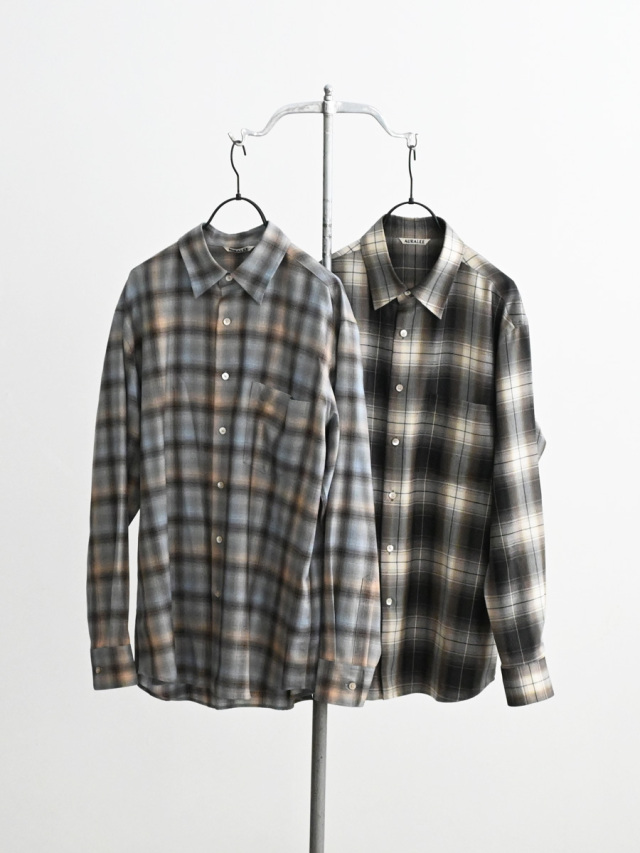 AURALEE (オーラリー)　SUPER LIGHT WOOL CHECK SHIRT