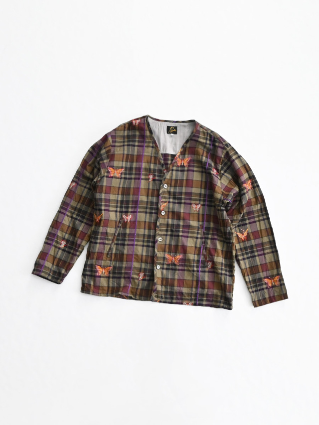 Needles (ニードルズ)　V-Neck Cardigan - Embroidered Madras Plaid