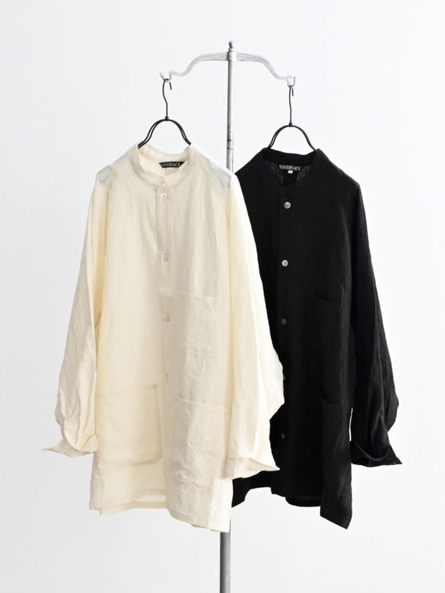 HAVERSACK (ハバーサック)　高密度リネンポプリン スタンドカラーシャツアウター