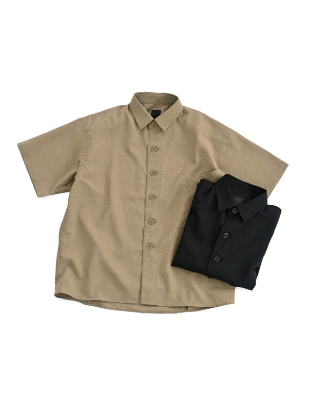 【40%OFF】maillot (マイヨ)　Shadow Check S/S Big Shirt (シャドウチェック・半袖シャツ) MAS-25104