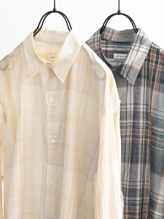 KAPTAIN SUNSHINE (キャプテンサンシャイン) Gauze Plaid Plain Shirt