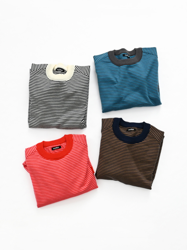 maillot mature (マイヨマチュア) Wool Border Crew Tee (ウールボーダークルーTee) MAK-24280