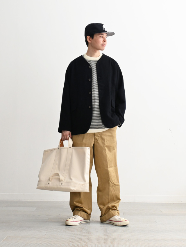 RINEN (リネン)　2/48ウール綾織 ラグランノーカラージャケット