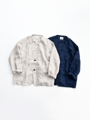 【20％OFF】RINEN (リネン)　40/1リネン平織エアタンブラー ノーカラージャケット