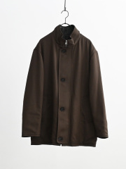 AURALEE (オーラリー)　REVERSIBLE WOOL TWISTED TWILL / SHEEP LEATHER HALF COAT -BROWN
