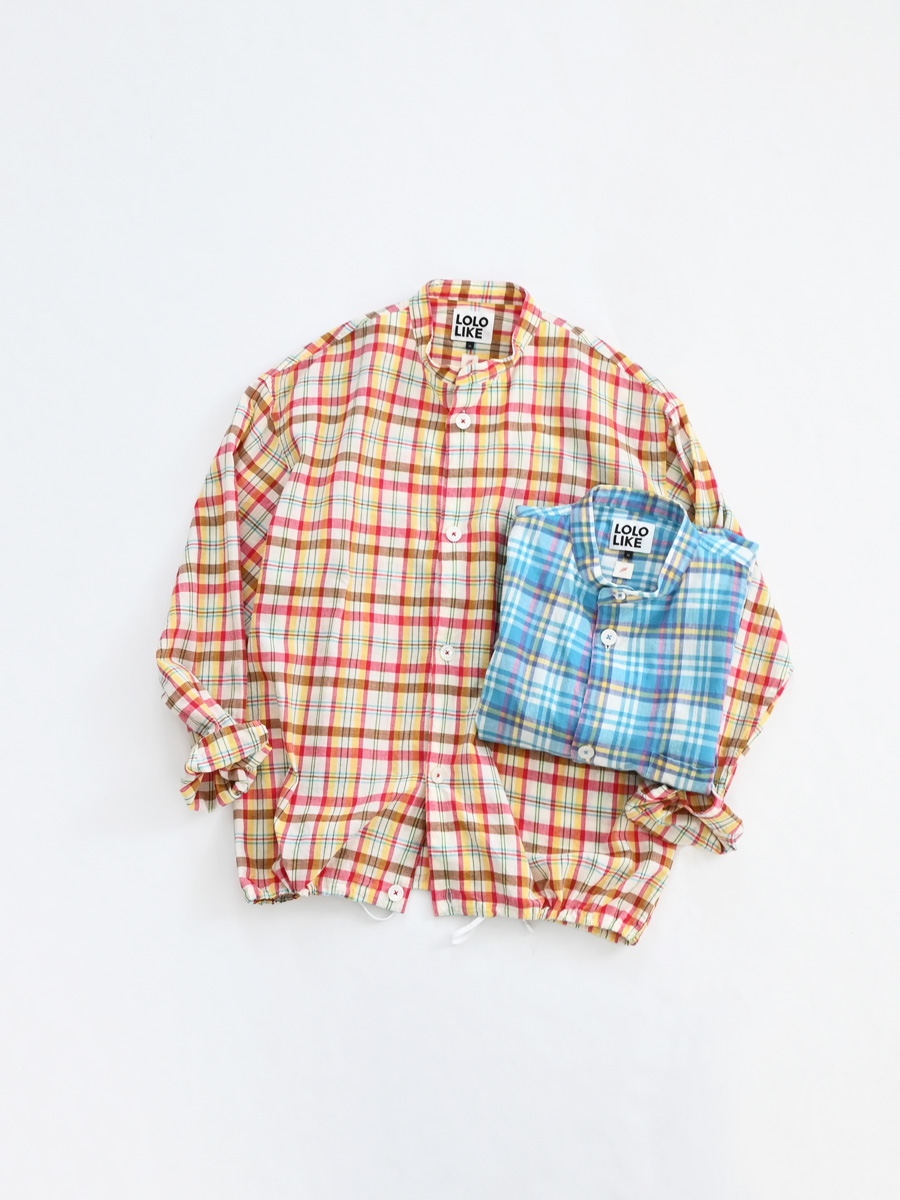 【30%OFF】 LOLO LIKE (ロロライク) × ill (イル)　スタンドカラー ビック マドラスシャツ