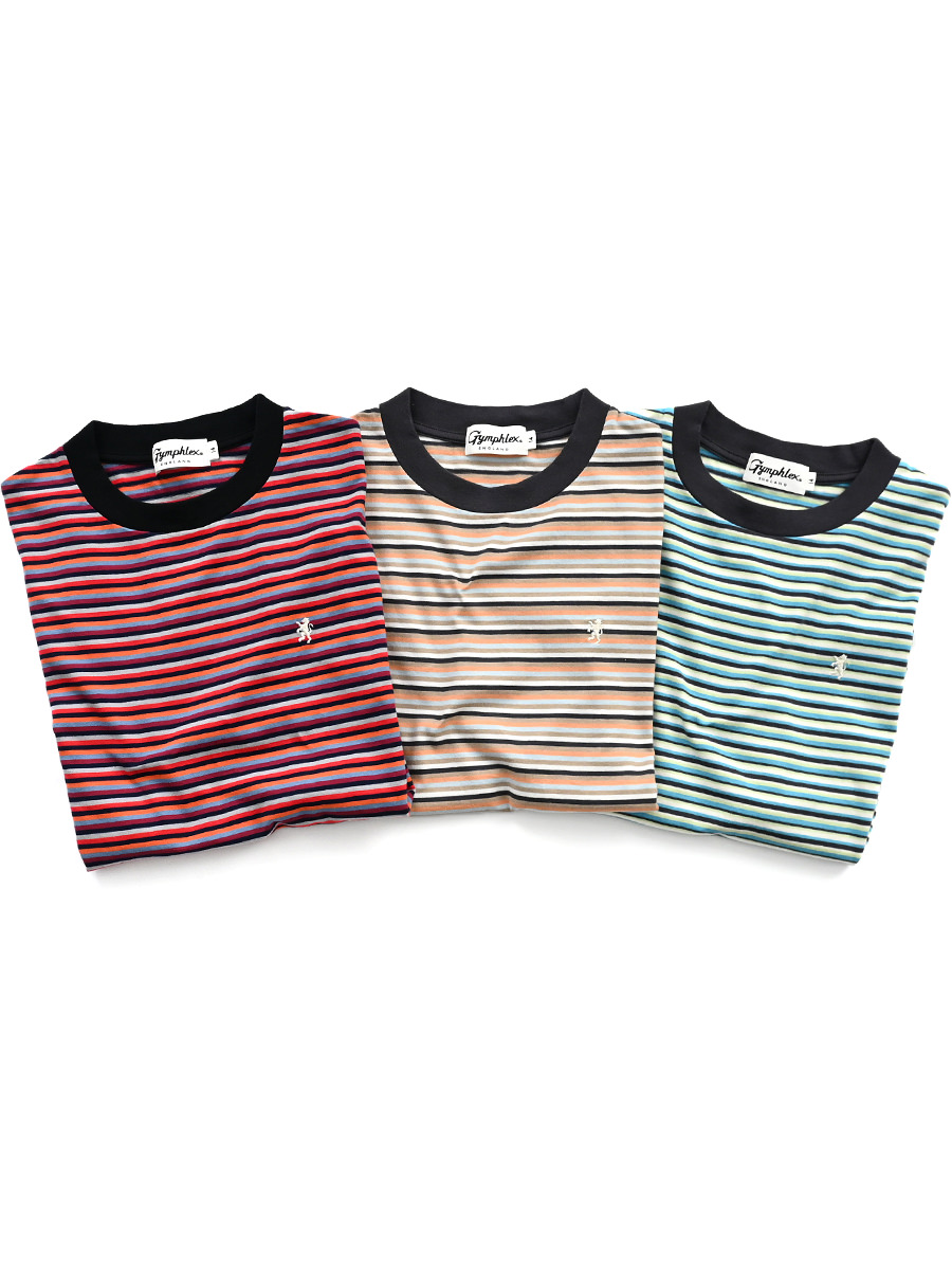 【30%OFF】Gymphlex (ジムフレックス)　マルチボーダー クルーネック半袖Tシャツ