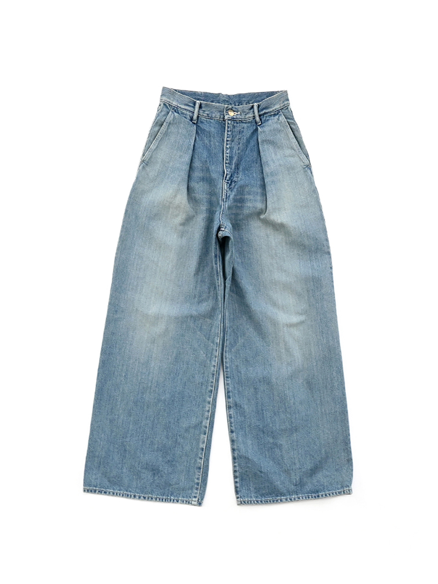 さらに100円引き◆MARITHE◆W BOSSA SELVAGE DENIM SLIT PANTS MEN Graphpaper Selvage Denim Belted Pants-BLACK_LIGHT FADE