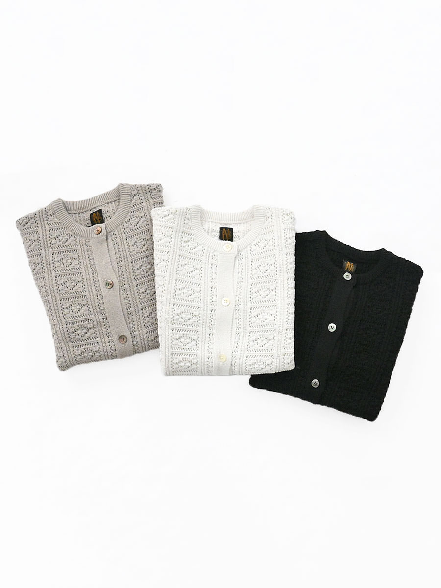 BATONER(バトナー） GRASSY LACE CREW NECK CARDIGAN
