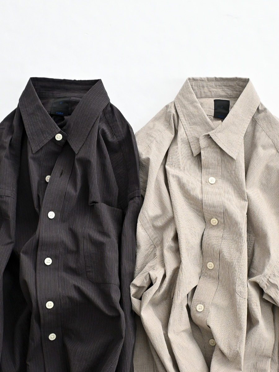 maillot (マイヨ)　Organic Pin Check Regular Shirt (ピンチェック・レギュラーシャツ) MAS-26106