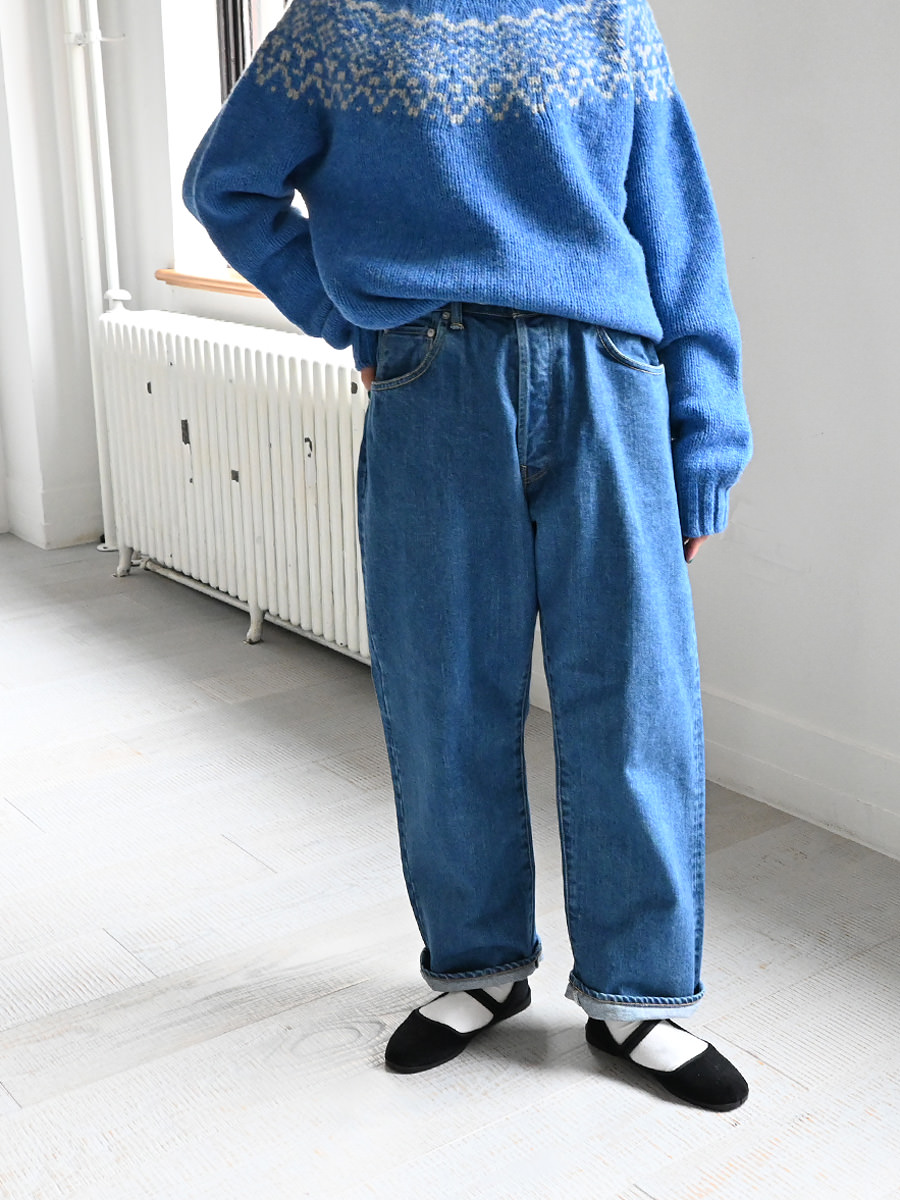 HATSKI(ハツキ)Wide Tapered Used Denim -Blue HTK-22003-Uが