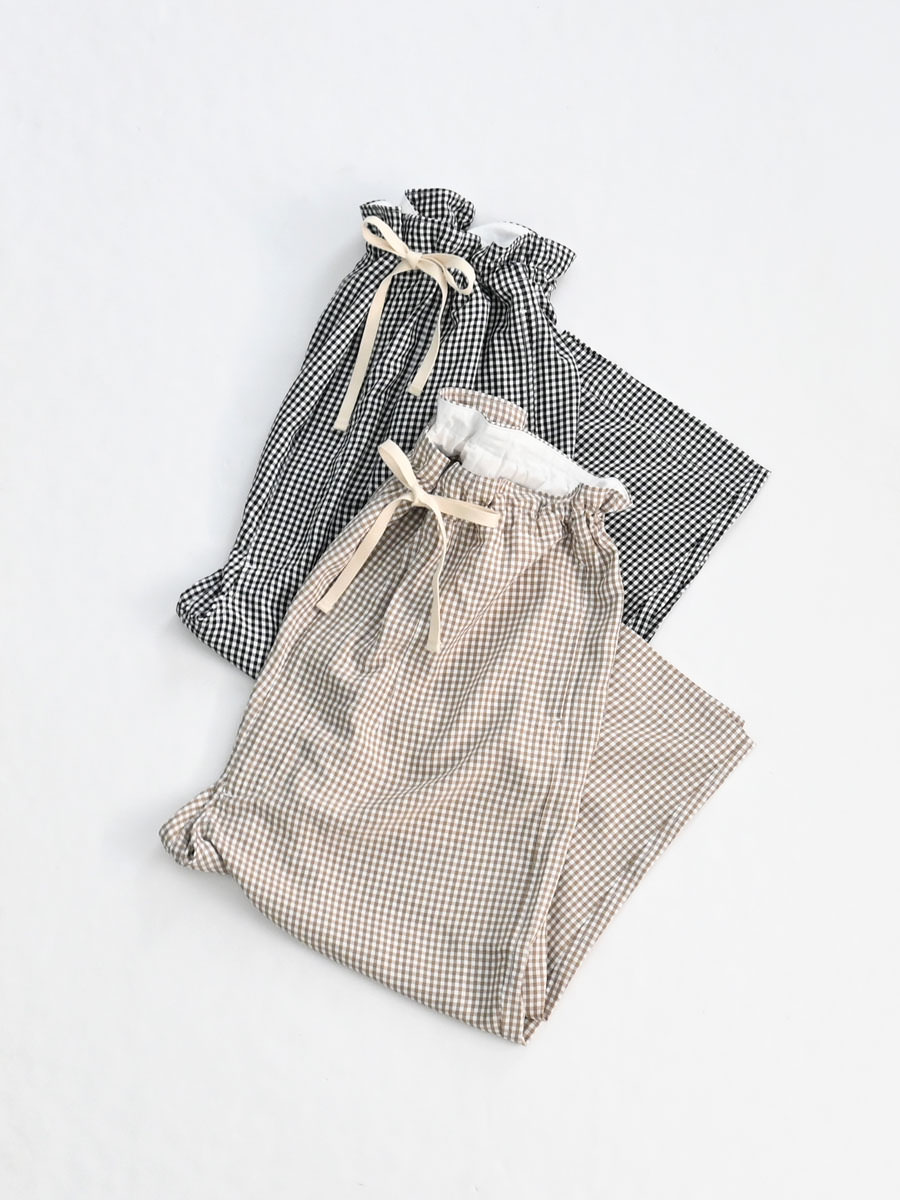 HAVERSACK(ハバーサック)　ギンガムチェック クロップドワイドパンツ