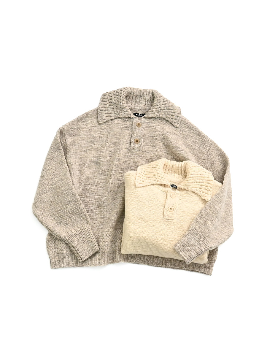 maillot mature(マイヨマチュア)　slub polo sweater  (スラブポロセーター) MAK-25285