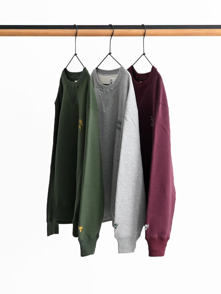 South2 West8(サウスツー ウエストエイト) Emb. Crew Neck Sweat Shirt - Cotton French Terry