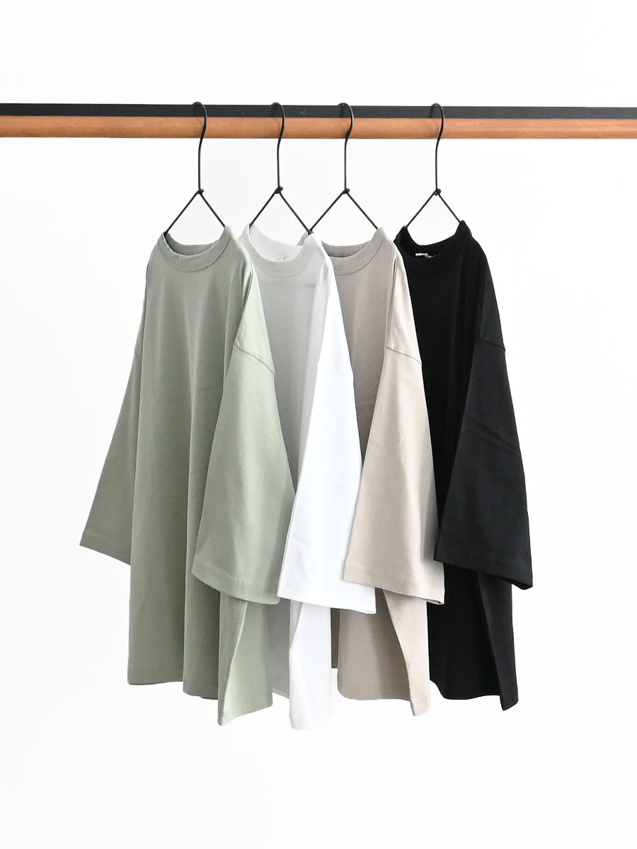 handvaerk(ハンドバーグ)　60/2 ボトルネック3/4スリーブTシャツ