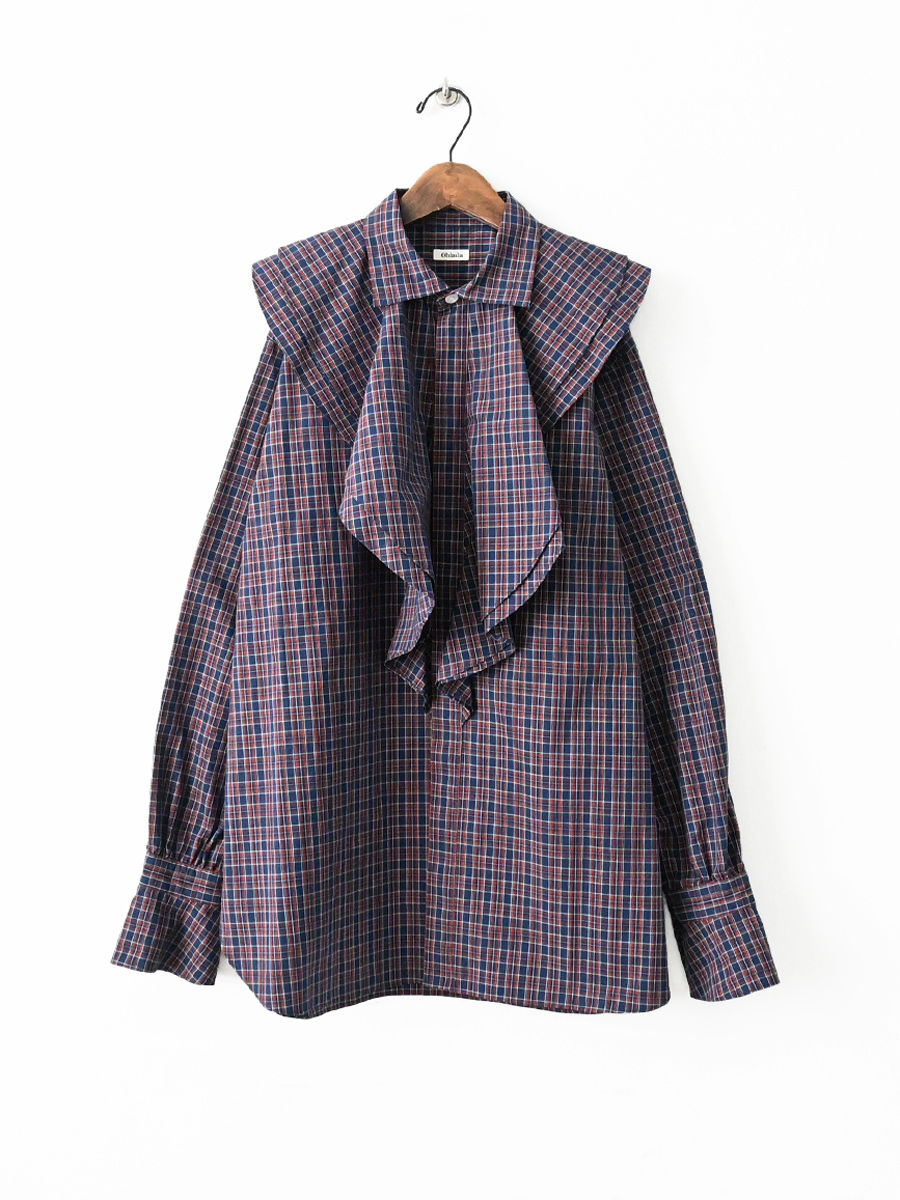 Oblada(オブラダ)  CHECK RUFFLE BLOUSE