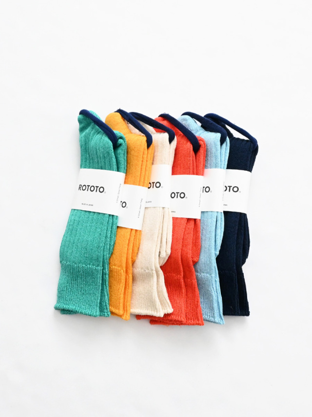【40%OFF】ROTOTO(ロトト) LINEN COTTON RIBBED CREW SOCKS