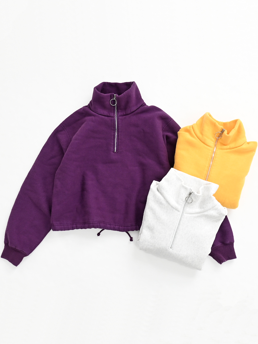 PHEENY(フィーニー) Athletic fleece half zip P/O short