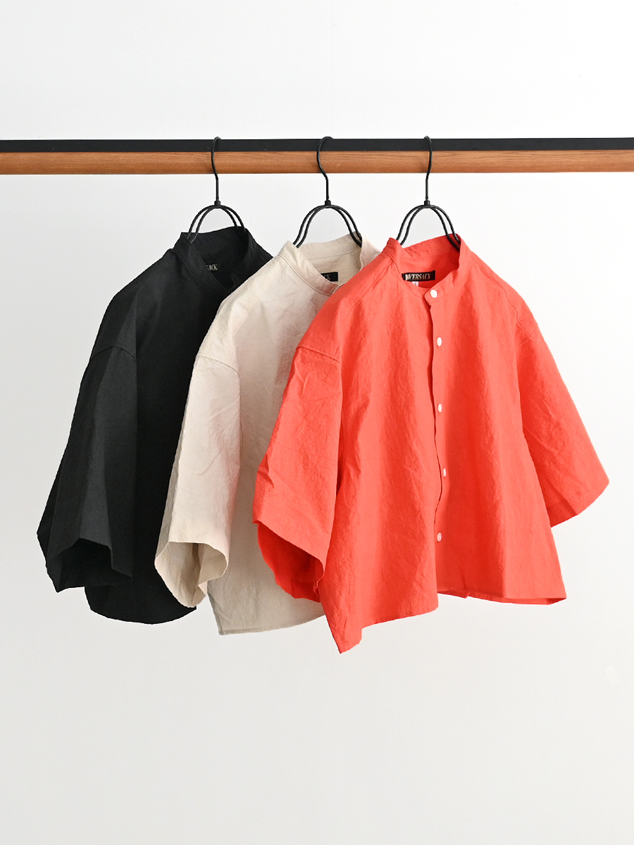 【5/3(sun)19:00発売開始】 HAVERSACK(ハバーサック)　コットンリネン クロップド バンドカラー半袖シャツ - ナイモノねだり