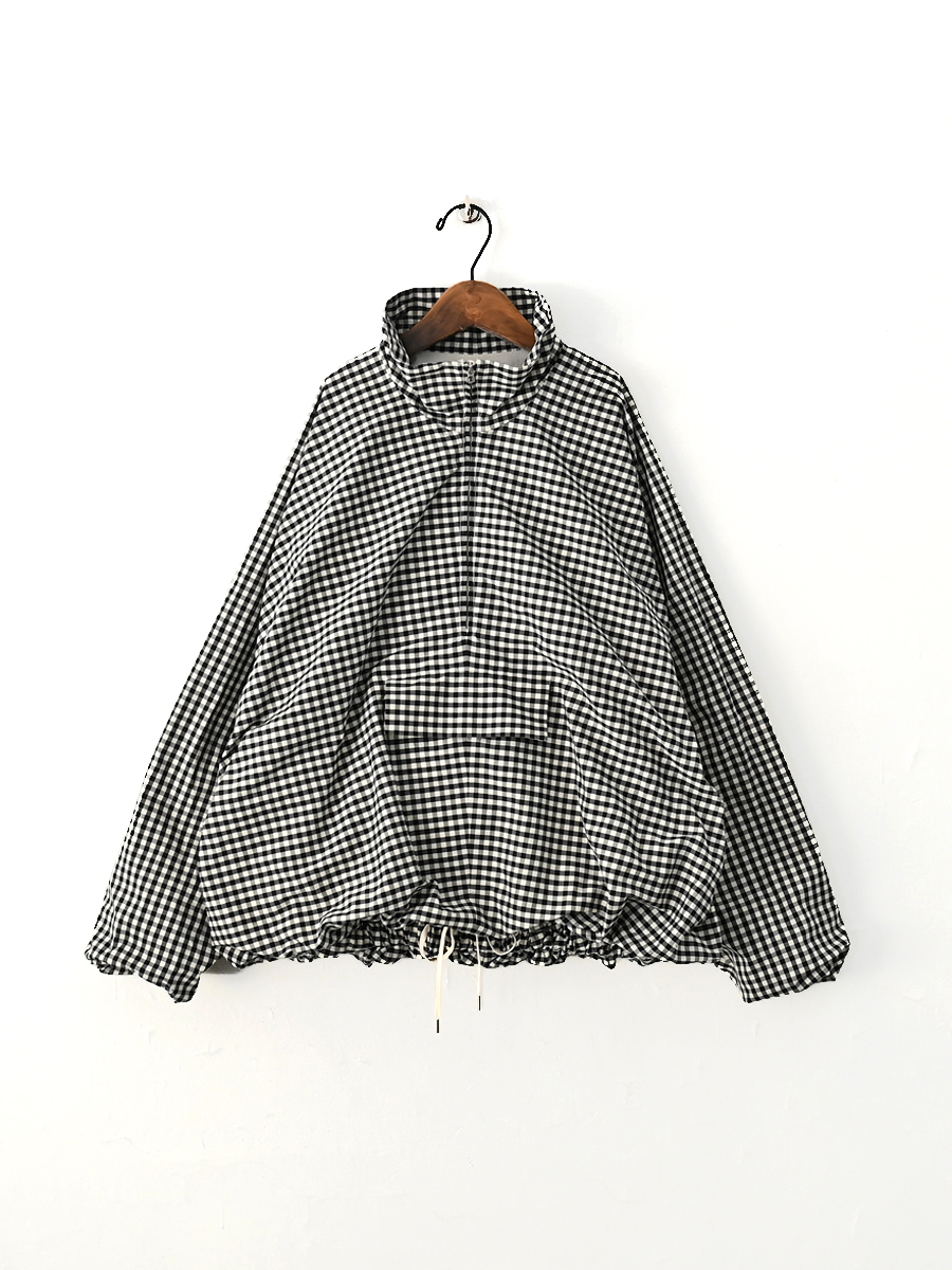HAVERSACK(ハバーサック) コットンシルクギンガムチェック スタンドカラーブルゾン