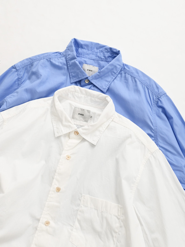 【30%OFF】RINEN(リネン)　80/2ブロード レギュラーカラーオーバーサイズシャツ -ナイモノねだり