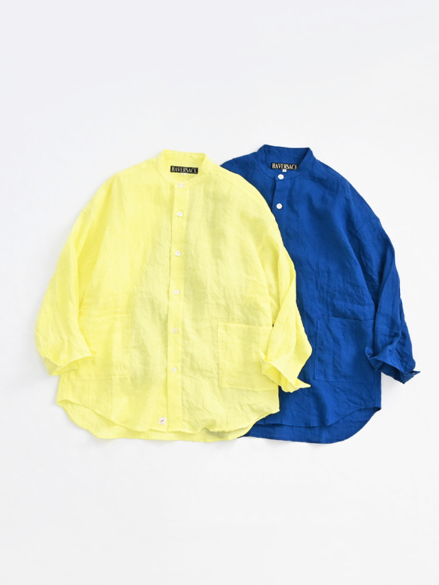 【5/18(mon) 19:00発売開始】 HAVERSACK (ハバーサック) × ill (イル)　フレンチリネン バンドカラーオーバーシャツ