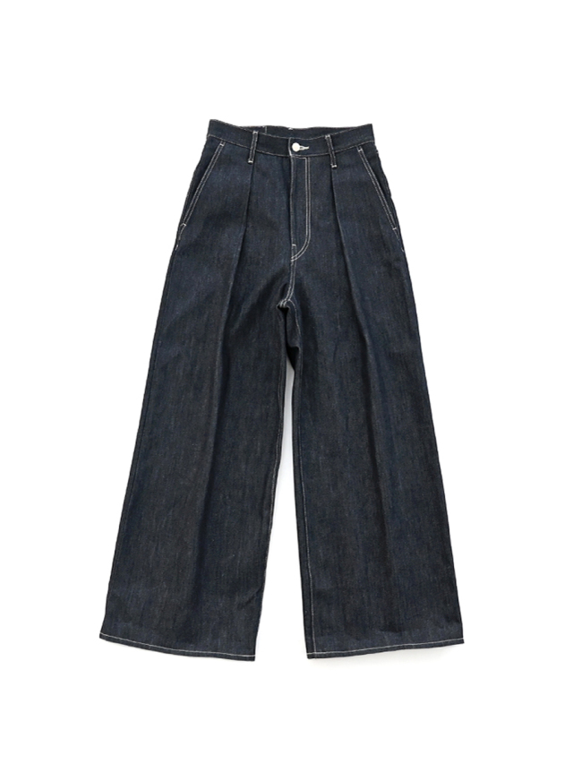 Graphpaper(グラフペーパー) Selvage Denim Two Tuck Wide Pants-INDIGO RIGID-