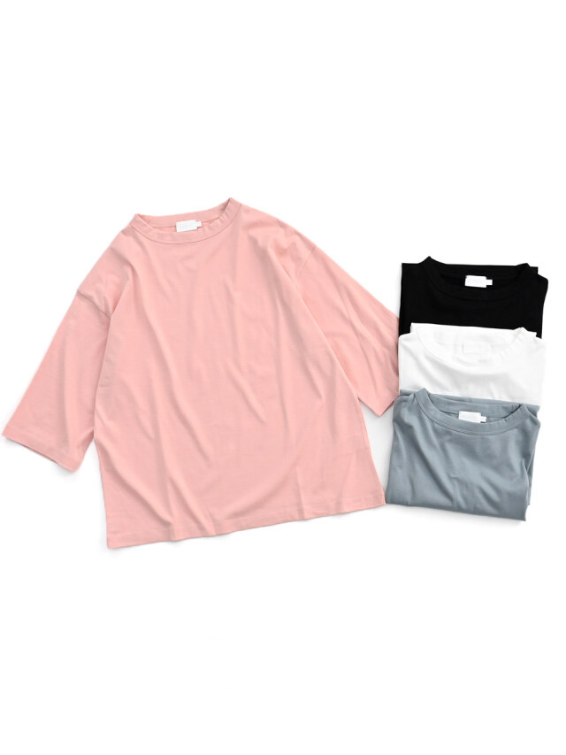 handvaerk 60/2 CREW NECK WIDE T-SHIRTピンク HANDVAERK 60/2 CREW NECK WIDE T-SHIRT（Tシャツ／カットソー