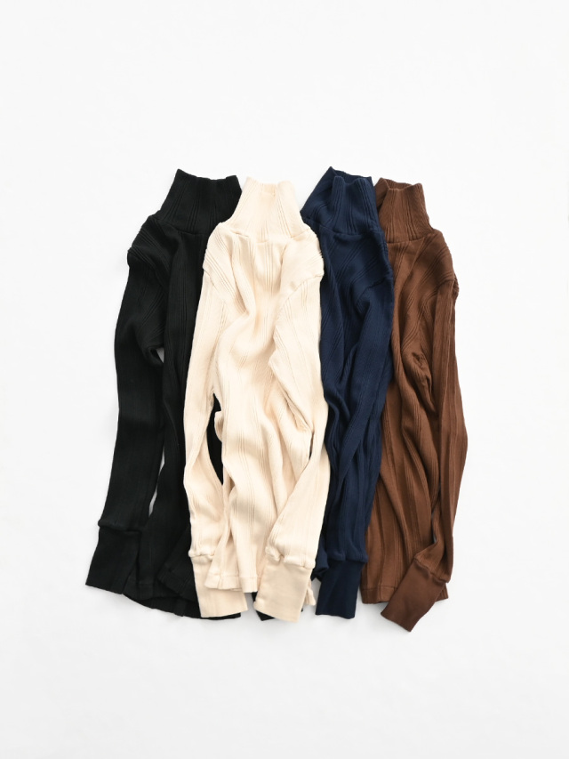 Ohh!(オー) Cotton Silk Random Turtle L/S  (ランダムリブ・タートルネック)　OHH-036