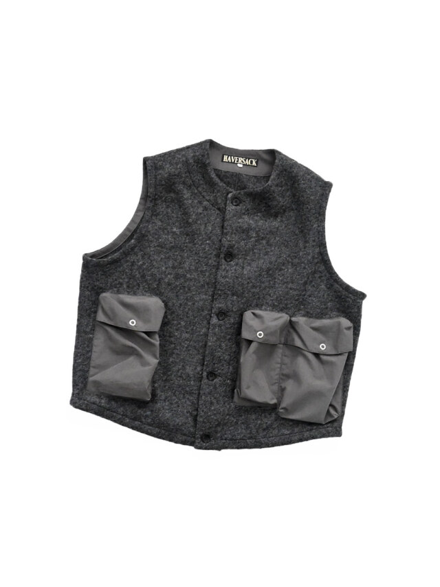 HAVERSACK(ハバーサック) スライバーニット ベスト "Charcoal" -ナイモノねだり