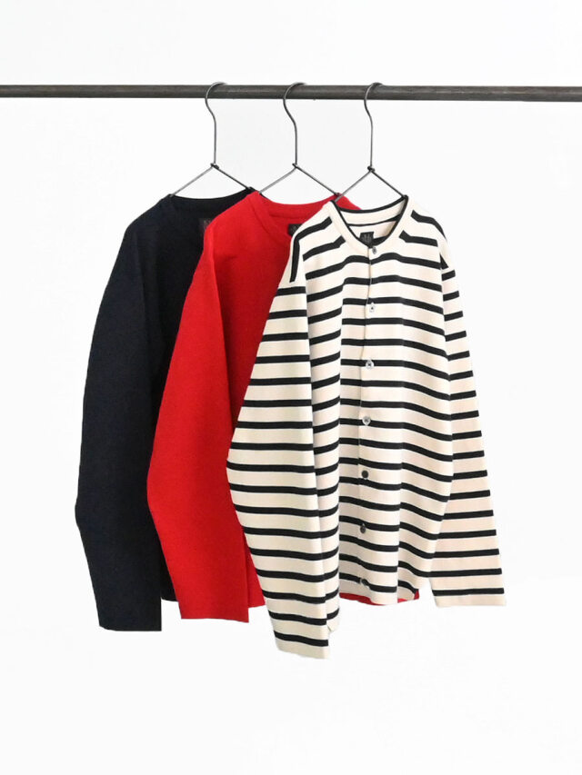 BATONER(バトナー） 32G SMOOTH KNIT CREW NECK CARDIGAN