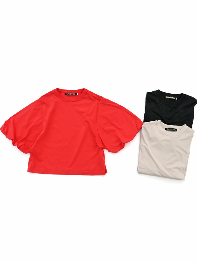 HAVERSACK(ハバーサック)　コットンクルーネック バルーンスリーブ半袖Tシャツ - ナイモノねだり