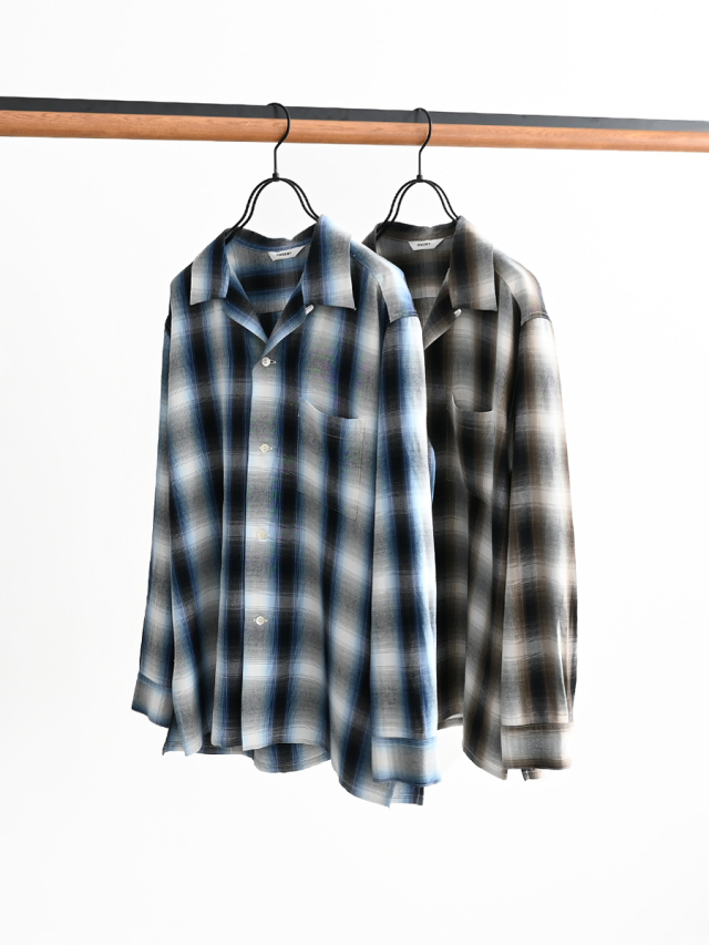 PHEENY(フィーニー) Rayon ombre check long sleeve shirts