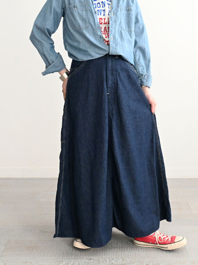 orSlow(オアスロウ) DENIM PAINTER LONG SKIRT - ONE WASH