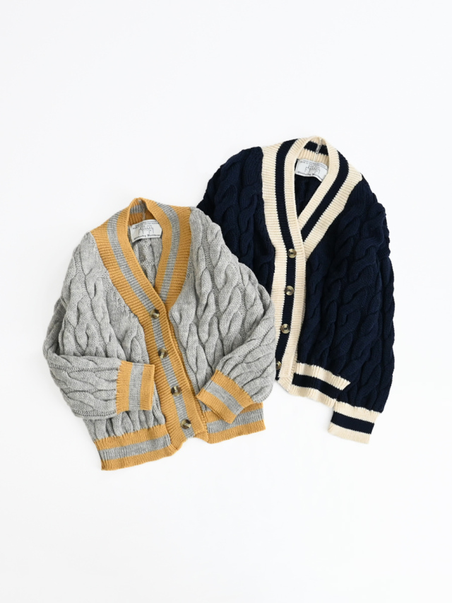 OLDDERBY KNITWEAR (オールドダービーニットウエア) Big Cable 7g Vee Cardigan