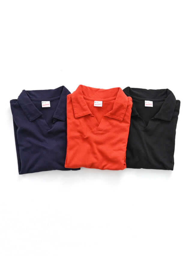 Healthknit(ヘルスニット) U.S.コットンメッシュ スキッパーカラー半袖Tシャツ