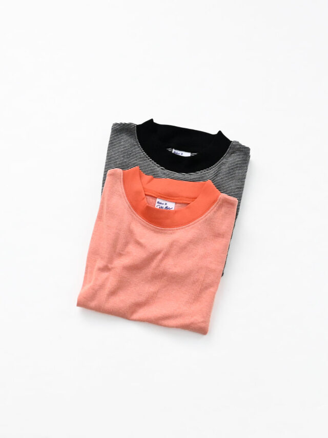 Robert P.miller (ロバート・ピー・ミラー)  パネルリブ半袖モックネックTシャツ
