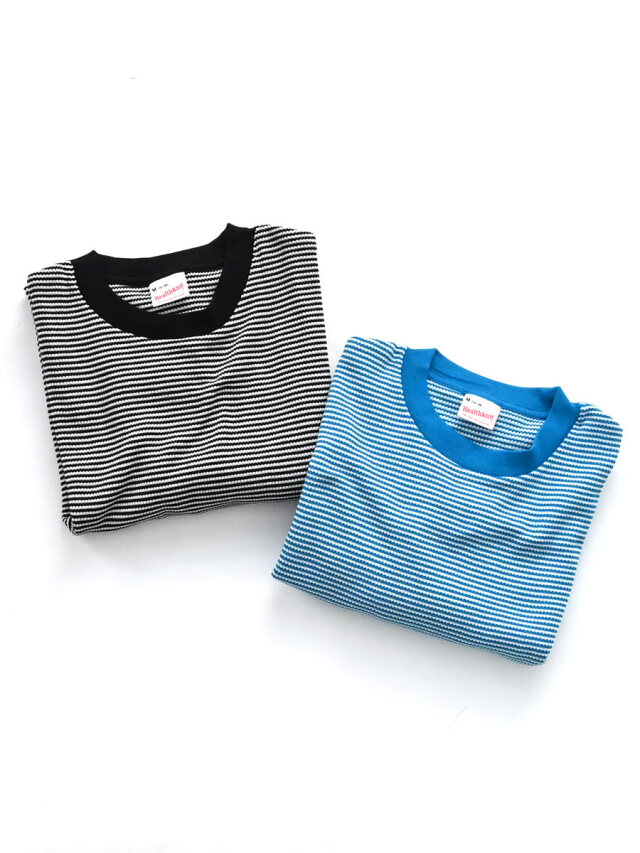 Healthknit ベーシックワッフル リブドヘム 半袖クルーネック
