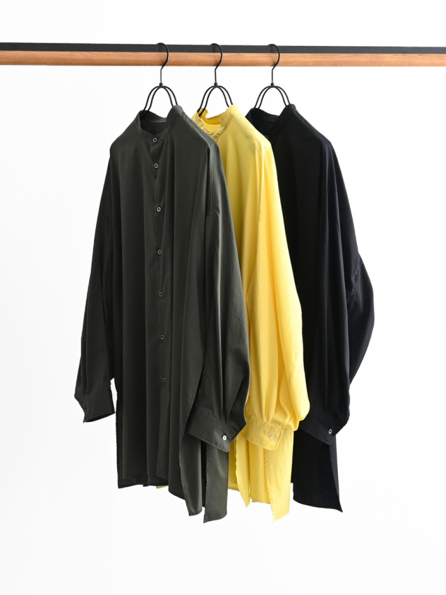 Graphpaper(グラフペーパー) Silicon Poplin Deep Slit Band Collar Shirt