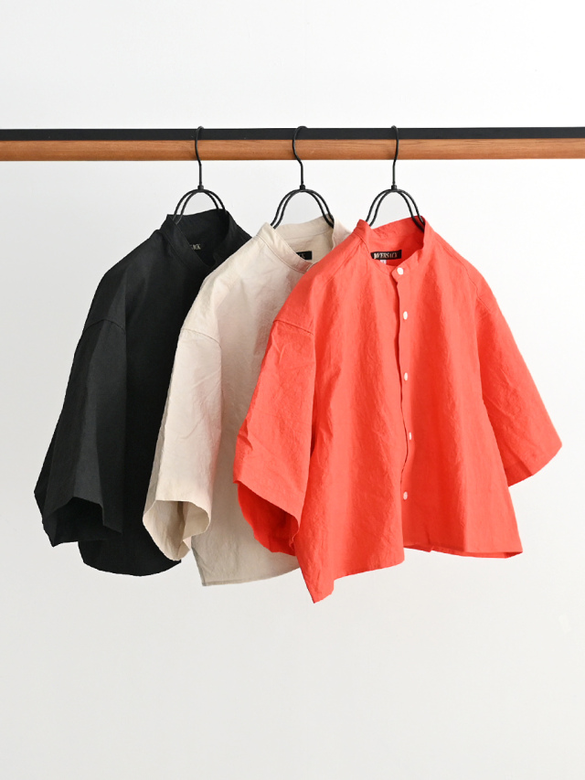 【5/3(sun)19:00発売開始】 HAVERSACK(ハバーサック)　コットンリネン クロップド バンドカラー半袖シャツ - ナイモノねだり