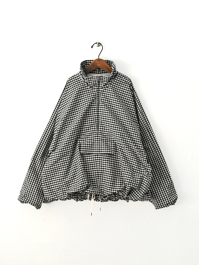 HAVERSACK(ハバーサック) コットンシルクギンガムチェック スタンドカラーブルゾン