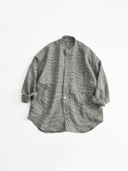 【5/3(sun)19:00発売開始】 HAVERSACK(ハバーサック) リネンギンガムチェック バンドカラーオーバーシャツ -ナイモノねだり