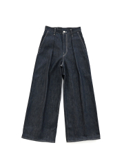 Graphpaper(グラフペーパー) Selvage Denim Two Tuck Wide Pants-INDIGO RIGID-
