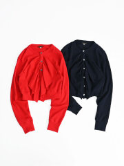 HAVERSACK(ハバーサック) 強撚スムースクルーネックフリルカーディガン