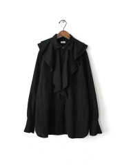 Oblada(オブラダ)  OVER DYE RUFFLE BLOUSE