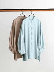 Graphpaper(グラフペーパー) Silicon Poplin Deep Slit Band Collar Shirt