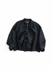 HAVERSACK(ハバーサック) リネンポプリン クロップドフリルシャツ