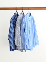 ROYAL NAVY (ロイヤルネイビー） コットンバンドカラーストライプシャツ