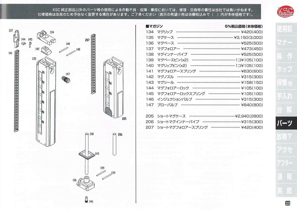 KWA MP9 SYSTEM7 GBB No.137/No.144 マグフォロアー/マグフォロアーロック
